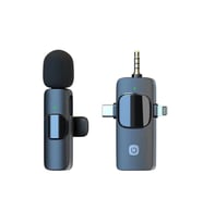 Plentiful Kablosuz Tekli Yaka Mikrofonu 3.5mm Aux iPhone Type-C PC Tablet Video Ses Kayıt Vlog USB C ve Amfi (Siyah)
