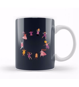 Girl Power Girls Jumping And Dancing Kupa Bardak Porselen
