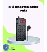 Northcity 8 Prizli 3 USB Uzatma Kablosu - 4000W Termal Korumalı Güvenli Çoklu Priz