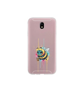 Samsung Galaxy J7 Pro ile uyumlu Splash arı tasarımlı şeffaf silikon kılıf