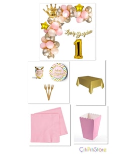 Pembe-gold 1 Yaş Doğum Günü Set