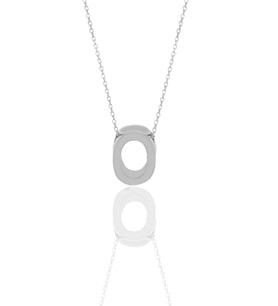 Söğütlü Silver Gümüş rodyumlu üç boyutlu minimal O  harf kolye