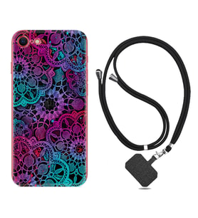 Apple iPhone 5 6 7 8 Plus Se XR Kılıf Boyun Askılı Silikon Colurful Mandala 1667