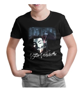 V for Vendetta Siyah Çocuk Tshirt