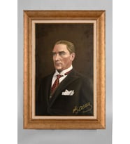 Altın Varaklı Paspartulu Çerçeveli Atatürk Tablo nt1005