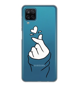 Samsung Galaxy A22/M22/M32 Uyumlu Kalp Desenli Şeffaf Telefon Kılıfı