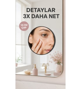 3x Büyüteçli Vantuzlu Makyaj Aynası 14cm Çukur Ayna