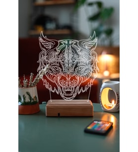 Özel Tasarım Fantastik Kurt 3D Led Gece Lambası Hediyelik Eşya