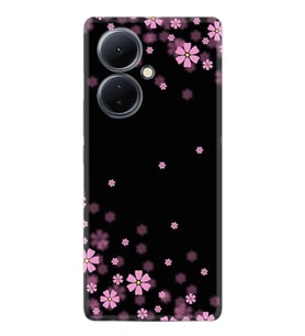 Vivo V29 Lite Kılıf Resimli Desenli Baskılı Silikon Black flowers 1391