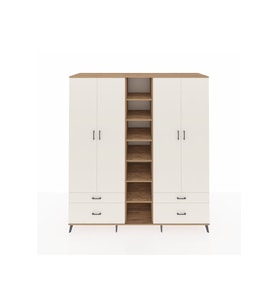 Kronos Dolap 12 Raflı 4 Çekmeceli 2 Askılı 220x59x243 Çam-Aytaşı/Aytaşı