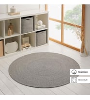 Ocean Home Textile Yıkanabilir Gri Kırçıllı Pamuklu Halı Kilim Ø 120 cm