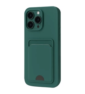 Apple iPhone 16 Pro Kılıf Kelvin Kartvizitli Silikon - Koyu Yeşil