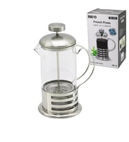 FRENCH PRESS METAL KAFES - METAL KAPAK 600ML CAM BİTKİ SÜZGEÇİ (5365)