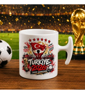 BK Gift Türkiye Taraftar Temalı Dünya Futbol Kupası Tasarımlı Hammer Kupa Bardak-4 Tek Yürek Milli Takım Ruhu
