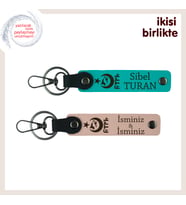 Anlamlı Bir Hediye – Ayyıldız Kurt Göktürk Deri Anahtarlık Takımı 2li Set, Koyu Turkuaz-Yavru Ağzı