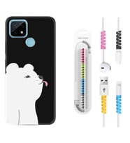 Realme C11 C21 C21Y C25Y C11 2021 Kılıf Kablo Koruma Spiral Silikon Panda Sevimli 1738