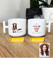 Kişiye Özel Karikatürlü Aşçı Kadın T Kupa Bardak Aşçı Hediyeleri Aşçılara Hediyeler (Beyaz)