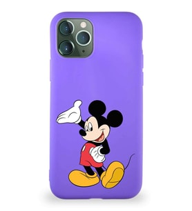Apple iPhone 11 Pro Soft Premier Kapak Mickey Mouse-C Tasarımlı Silikon Kılıf - Mor (Şeffaf)
