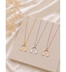Kişiye Özel Kulaklık Figürlü Kolye 925K Gümüş (Rose)