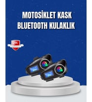 LCD Ekranlı Bluetooth Kask Kulaklığı FM Radyo ve SD Kart Girişli