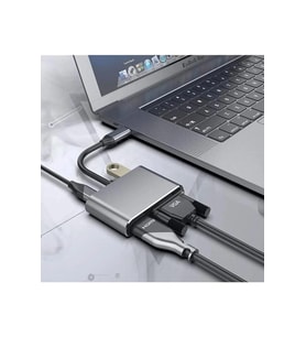 MACBOOK PRO AİR İPAD PRO AİR IPHONE 15 16 TYPE C HDMİ VGA USB 3.0 4 İN 1 ÇEVİRİCİ DÖNÜŞTÜRÜCÜ ADAPTÖR