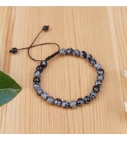 Karlı Obsidyen Doğal Taş Bileklik   - 6mm