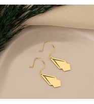 DKMN Gümüş Sallantı Köşeli Üçgen Küpe 925 Ayar Kadın Gümüş Küpe (Gold)