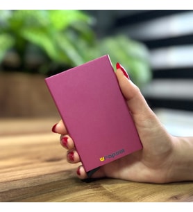 Mekanizmalı Kartlık Rfid Korumalı Alüminyum Otomatik Mekanizmalı Kredi Kartlık Renkli Mat Pembe