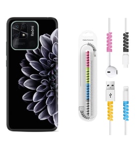 Xiaomi Poco X3 Pro M4 Pro X4 Pro C40 10C Kılıf Kablo Koruma Spiral Silikon Çiçekler 1639