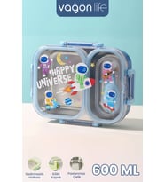 600 ML Sızdırmaz İki Bölme Paslanmaz Çelik Lunch Box Yeni Nesil Sefer Tası Çatallı Kaşık ff7163