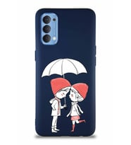 Oppo Reno 4 Soft Premier Kapak Aşk Tasarımlı Silikon Kılıf - Lacivert (Şeffaf)