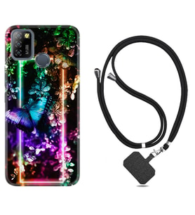 INFINIX Smart 4 5 6 Zero 8 S5 Pro Kılıf Boyun Askılı Silikon Butterfly Neon 1684