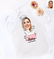 BK Gift Kişiye Özel Kadın Big Chef Karikatürlü Beyaz Mutfak Önlüğü-1
