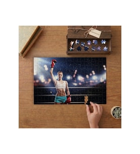 Kadın Boksör Tasarımı 240 parça Ahşap Puzzle Ahşap Kutuda MP00927