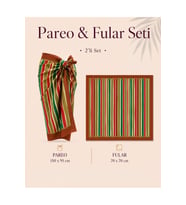 Tarzını Seç Premium Capri Desenli 2’li Pareo ve Fular Seti 150x95 cm / 70x70 cm