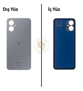Omix X5 Gri Arka Kapak Arka Cam Batarya Kapağı Lazer Kesim Kapak Pil Kapağı Back Cover