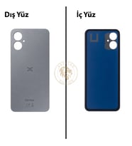 Omix X5 Gri Arka Kapak Arka Cam Batarya Kapağı Lazer Kesim Kapak Pil Kapağı Back Cover