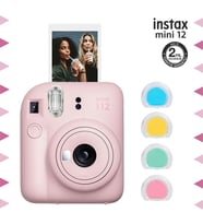 Instax mini 12 Pembe Fotoğraf Makinesi ve 4'lü Renkli Lens Seti