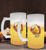 BK Gift Kişiye Özel İsimli 2’li Buzlu Cam Bira Bardağı 50cl-114 (Beyaz)