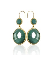Kadir Jewellery 22 Ayar Altın Kaplama Kadın Taşlı Küpe -El İşçiliği Ve Hipoalerjenik Küpe (K.Yeşil)
