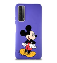 Huawei Y7A Soft Premier Kapak Mickey Mouse-D Tasarımlı Silikon Kılıf - Mor (Şeffaf)