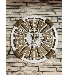 Resimli Ahşap Duvar Saati 50 cm