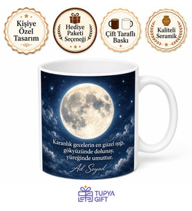Dolunay Temalı Özel Tasarım Baskılı Kupa Bardak Hediye Porselen Mug