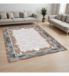 Rovigo Home Dijital Baskı Yıkanabilir Kaymaz Taban Salon Halısı Ve Yolluk RV136-FNL441 (Kahverengi)