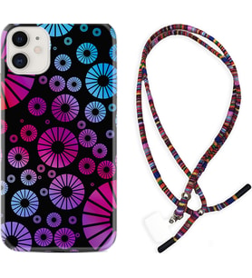 Apple iPhone 11 12 13 Mini Kılıf Boyun Asklı Rasta Silikon Daireler 1751