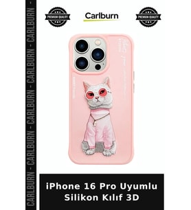 iPhone 16 Pro Uyumlu Silikon Kılıf 3D Tasarım Seçenek Zincirli