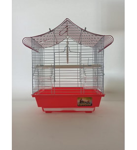 Qh Kuş Kafes Üçgen Çatılı 28x22x39 Kırmızı Muhabbet Kanarya