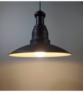 RİOLİGHT RETRO SİYAH ASKILI TEKLİ METAL SARKIT AVİZE ŞAPKA ÇAPI: 30CM