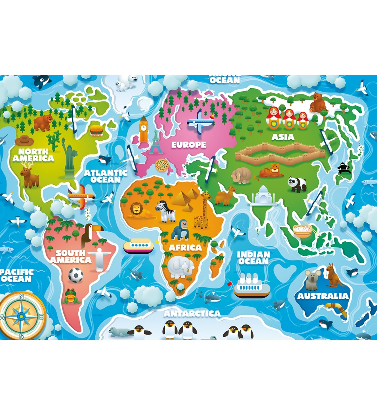 KS Jumbo Puzzle 50 Parça Colorful World Map Dünya Haritası