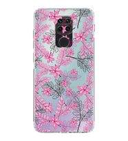 Xiaomi Redmi Note 9  Kamera Korumalı Kapak Floral Pembe Tasarımlı Şeffaf  Kılıf